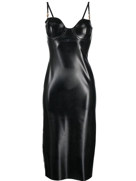 latex versace|VERSACE Embellished latex midi dress .